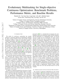 Evolutionary Multitasking for Single-objective Continuous Optimization:
  Benchmark Problems, Performance Metric, and Baseline Results