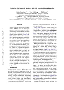 Exploring the Syntactic Abilities of RNNs with Multi-task Learning