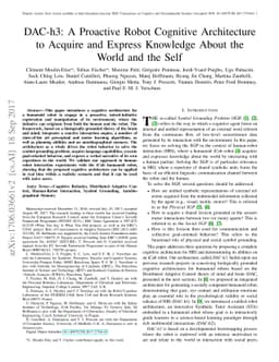 DAC-h3: A Proactive Robot Cognitive Architecture to Acquire and Express
  Knowledge About the World and the Self