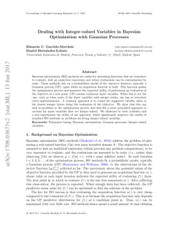 Dealing with Integer-valued Variables in Bayesian Optimization with
  Gaussian Processes