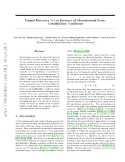 Causal Discovery in the Presence of Measurement Error: Identifiability
  Conditions