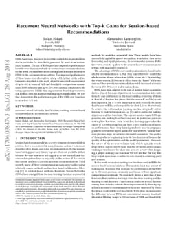 Recurrent Neural Networks with Top-k Gains for Session-based
  Recommendations