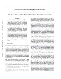 Adversarial Feature Matching for Text Generation
