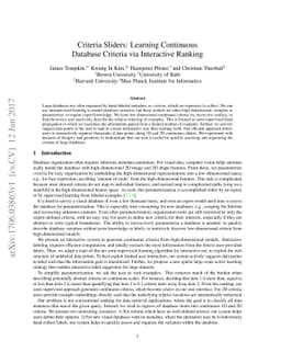 Criteria Sliders: Learning Continuous Database Criteria via Interactive
  Ranking
