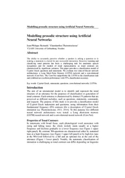 Modelling prosodic structure using Artificial Neural Networks