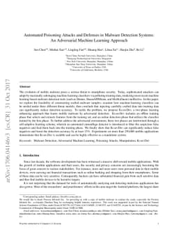 Automated Poisoning Attacks and Defenses in Malware Detection Systems:
  An Adversarial Machine Learning Approach