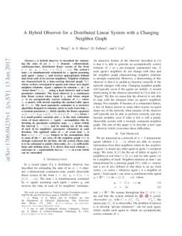 A Hybrid Observer for a Distributed Linear System with a Changing
  Neighbor Graph