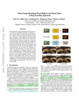 When Image Denoising Meets High-Level Vision Tasks: A Deep Learning
  Approach