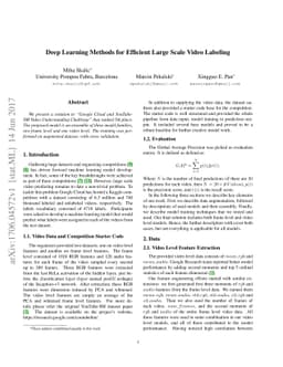 Deep Learning Methods for Efficient Large Scale Video Labeling