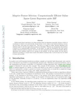 Adaptive Feature Selection: Computationally Efficient Online Sparse
  Linear Regression under RIP