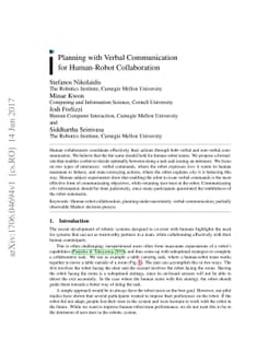 Planning with Verbal Communication for Human-Robot Collaboration