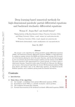 Deep learning-based numerical methods for high-dimensional parabolic
  partial differential equations and backward stochastic differential equations