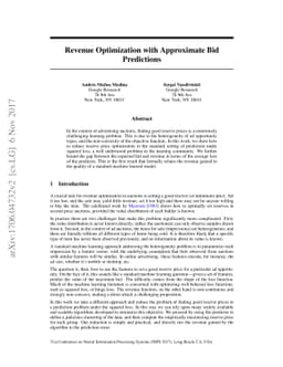 Revenue Optimization with Approximate Bid Predictions