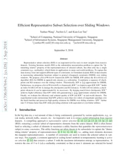 Efficient Representative Subset Selection over Sliding Windows