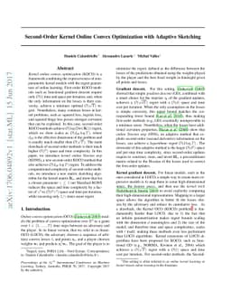 Second-Order Kernel Online Convex Optimization with Adaptive Sketching