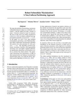 Robust Submodular Maximization: A Non-Uniform Partitioning Approach