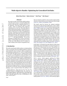Multi-objective Bandits: Optimizing the Generalized Gini Index