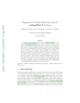 Regularized Ordinal Regression and the ordinalNet R Package