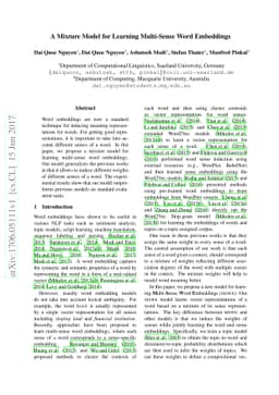 A Mixture Model for Learning Multi-Sense Word Embeddings