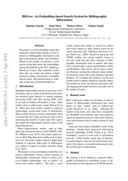 Bib2vec: An Embedding-based Search System for Bibliographic Information