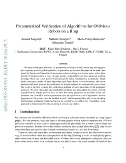 Parameterized Verification of Algorithms for Oblivious Robots on a Ring