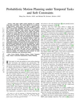 Probabilistic Motion Planning under Temporal Tasks and Soft Constraints