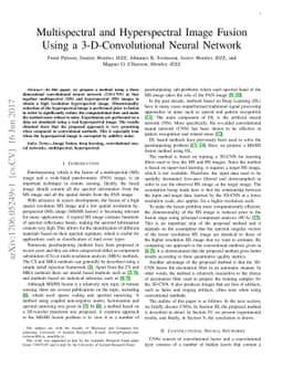 Multispectral and Hyperspectral Image Fusion Using a 3-D-Convolutional
  Neural Network