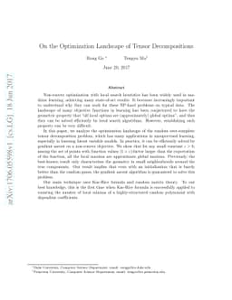 On the Optimization Landscape of Tensor Decompositions