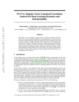 SVCCA: Singular Vector Canonical Correlation Analysis for Deep Learning
  Dynamics and Interpretability