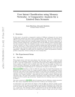 User Intent Classification using Memory Networks: A Comparative Analysis
  for a Limited Data Scenario