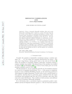 Bernoulli Correlations and Cut Polytopes