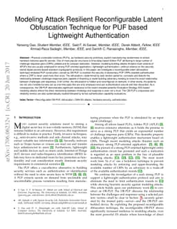 Modeling Attack Resilient Reconfigurable Latent Obfuscation Technique
  for PUF based Lightweight Authentication