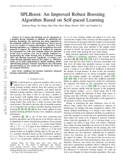 SPLBoost: An Improved Robust Boosting Algorithm Based on Self-paced
  Learning