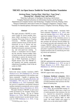 THUMT: An Open Source Toolkit for Neural Machine Translation