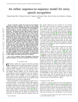 An online sequence-to-sequence model for noisy speech recognition