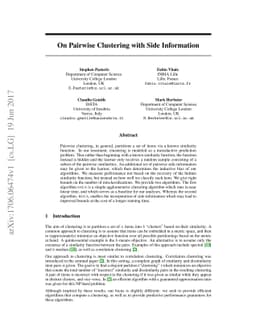 On Pairwise Clustering with Side Information