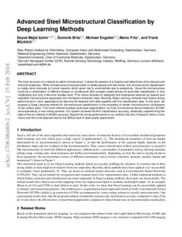 Advanced Steel Microstructural Classification by Deep Learning Methods