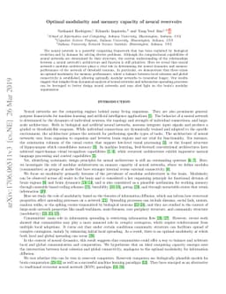 Optimal modularity and memory capacity of neural reservoirs