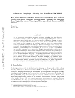 Grounded Language Learning in a Simulated 3D World