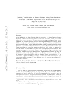 Passive Classification of Source Printer using Text-line-level Geometric
  Distortion Signatures from Scanned Images of Printed Documents