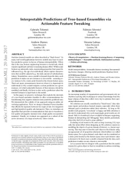Interpretable Predictions of Tree-based Ensembles via Actionable Feature
  Tweaking