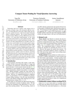 Compact Tensor Pooling for Visual Question Answering