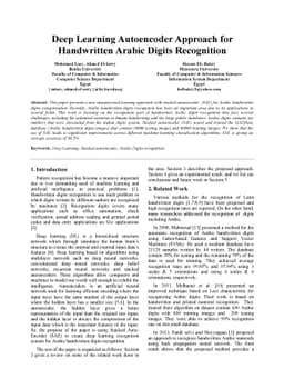 Deep Learning Autoencoder Approach for Handwritten Arabic Digits
  Recognition