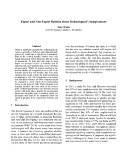 Expert and Non-Expert Opinion about Technological Unemployment