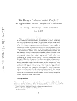 The Theory is Predictive, but is it Complete? An Application to Human
  Perception of Randomness