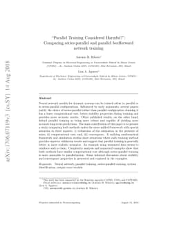 "Parallel Training Considered Harmful?": Comparing series-parallel and
  parallel feedforward network training