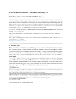 A survey of Hardware-based Control Flow Integrity (CFI)