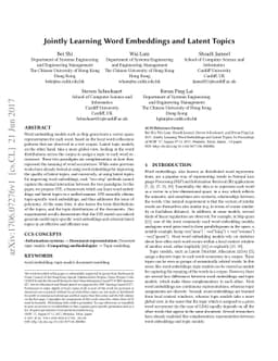 Jointly Learning Word Embeddings and Latent Topics