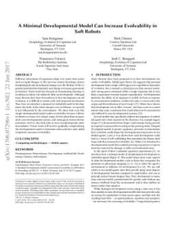 A Minimal Developmental Model Can Increase Evolvability in Soft Robots