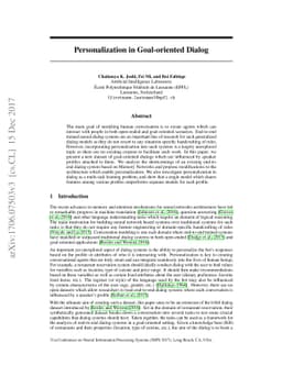Personalization in Goal-Oriented Dialog